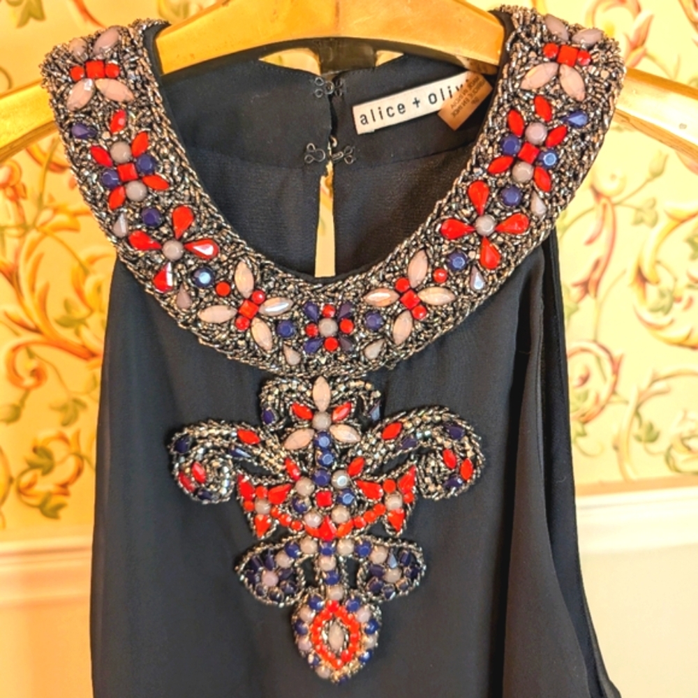 Alice+Olivia Beaded and Jeweled Halter Neck Tank Size Small - Picture 2 of 7